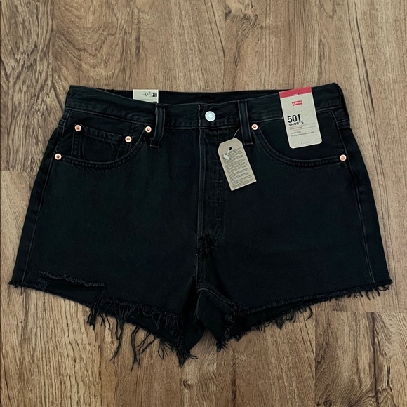 NWT Levi’s 501 Shorts Black Destructed - Picture 1 of 11